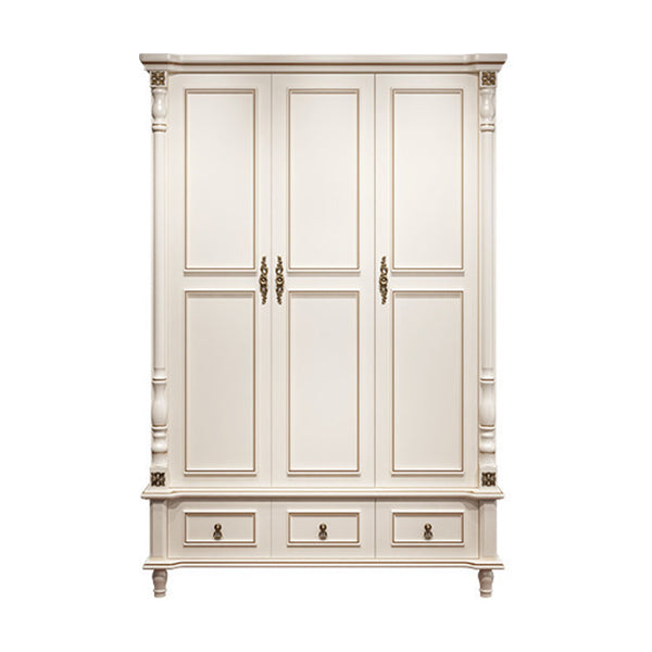 Traditional Wardrobe Armoire White Wooden Wardrobe Cabinet with Legs