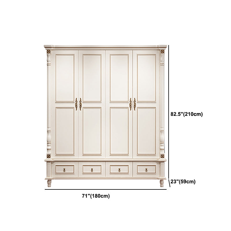 Traditional Wardrobe Armoire White Wooden Wardrobe Cabinet with Legs