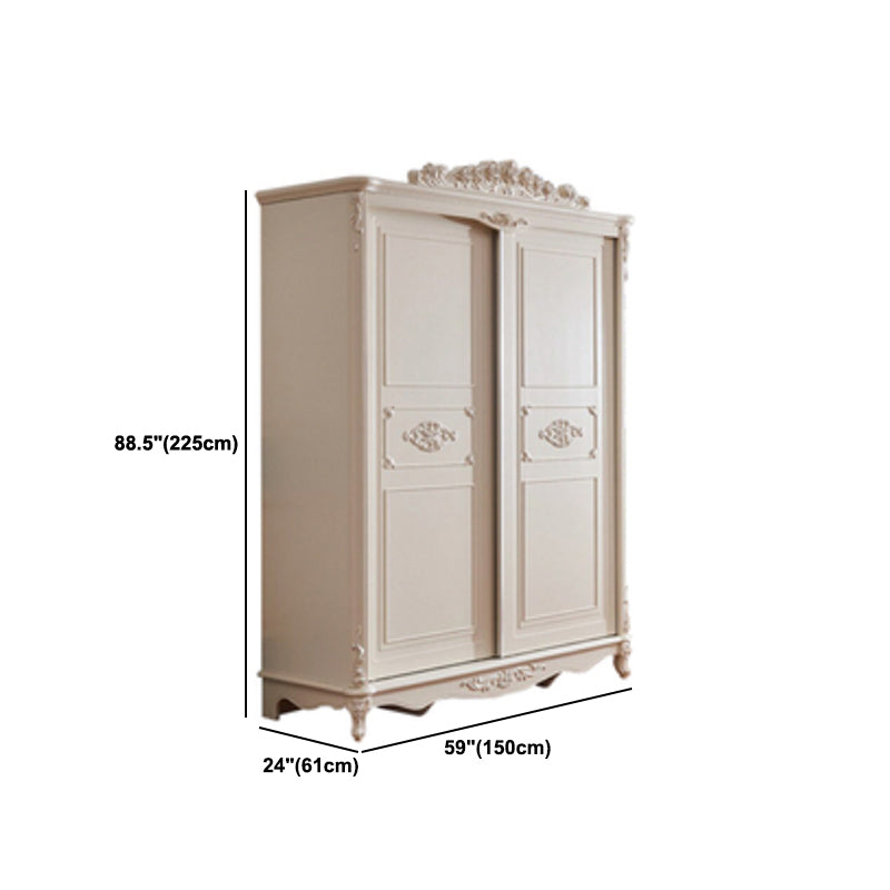 Traditional Wardrobe Armoire White Wooden Wardrobe Cabinet with Legs