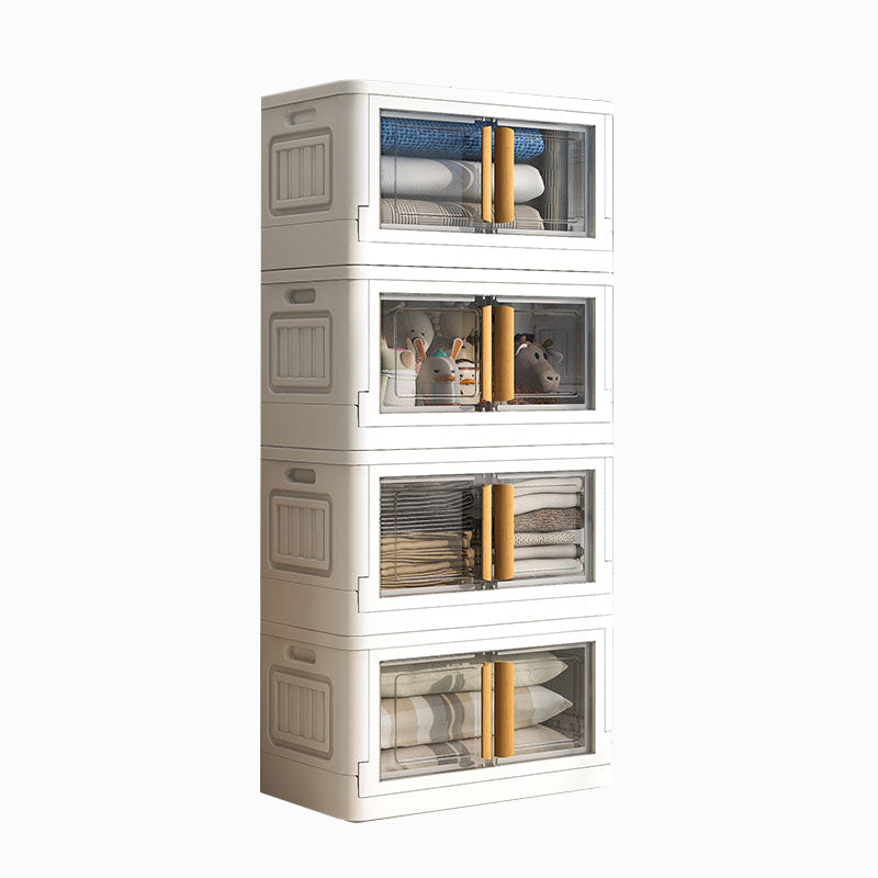 White Storage Cabinet Contemporary Hinged Wardrobe Cabinet for Bedroom