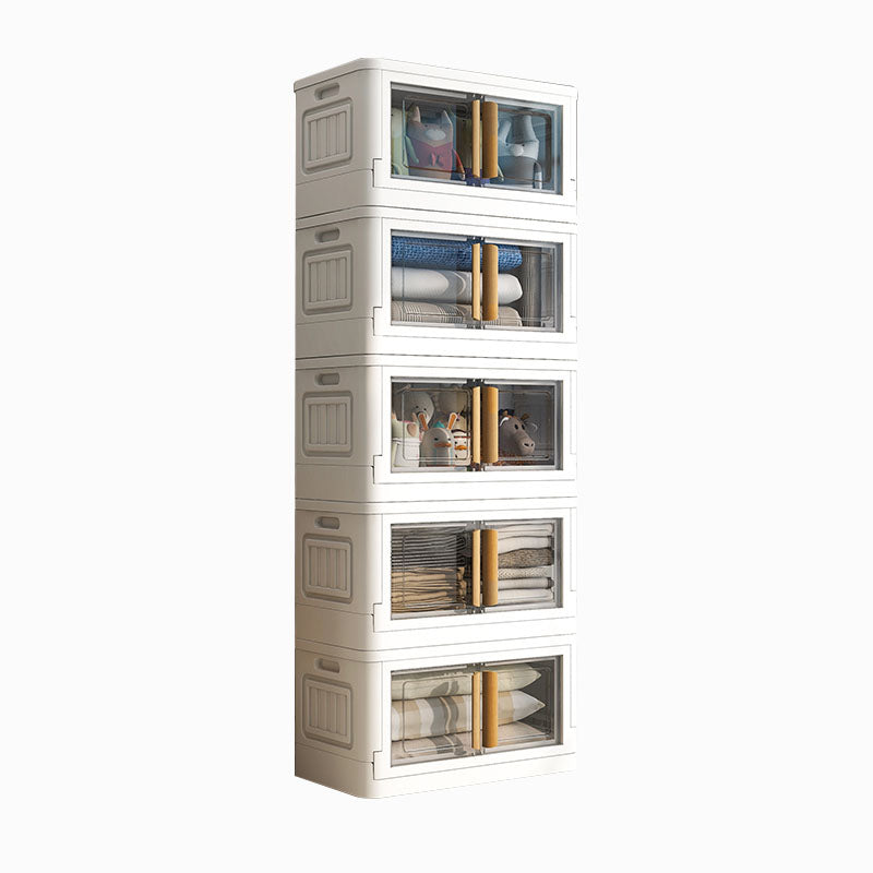 White Storage Cabinet Contemporary Hinged Wardrobe Cabinet for Bedroom