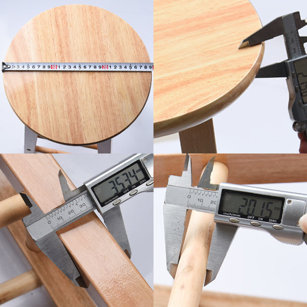Modern Round Backless Stool Oak Solid Wood Bar Stool in Natural