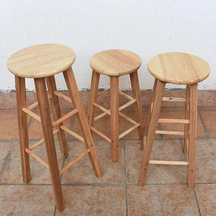 Modern Round Backless Stool Oak Solid Wood Bar Stool in Natural