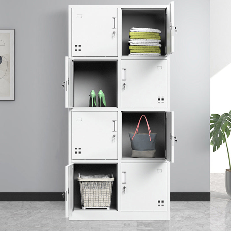 Steel White Storage Cabinet Contemporary Cabinet with Hinged Door