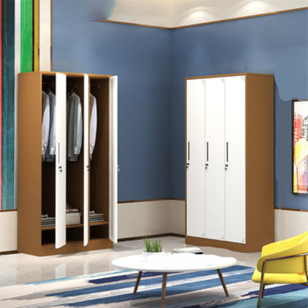 Contemporary Steel Storage Cabinet Hinged Wardrobe Armoire for Home
