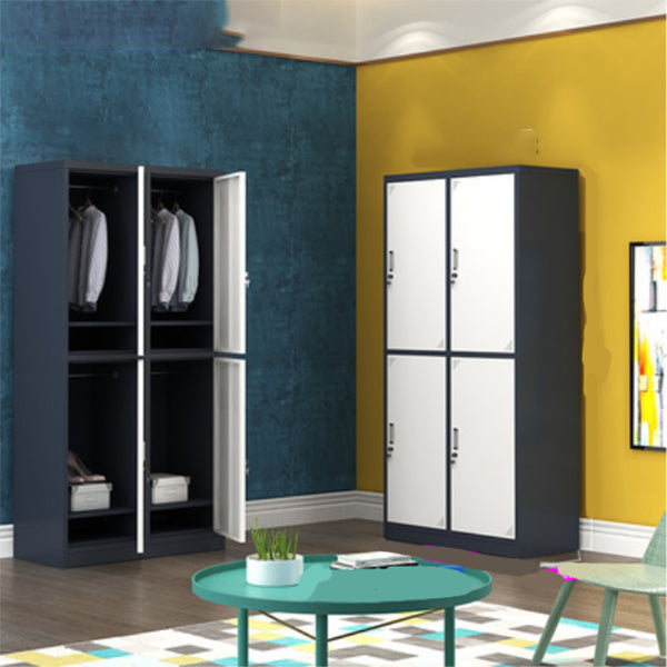 Contemporary Steel Storage Cabinet Hinged Wardrobe Armoire for Home