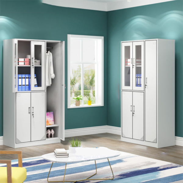Contemporary Steel Storage Cabinet Hinged Wardrobe Armoire for Home