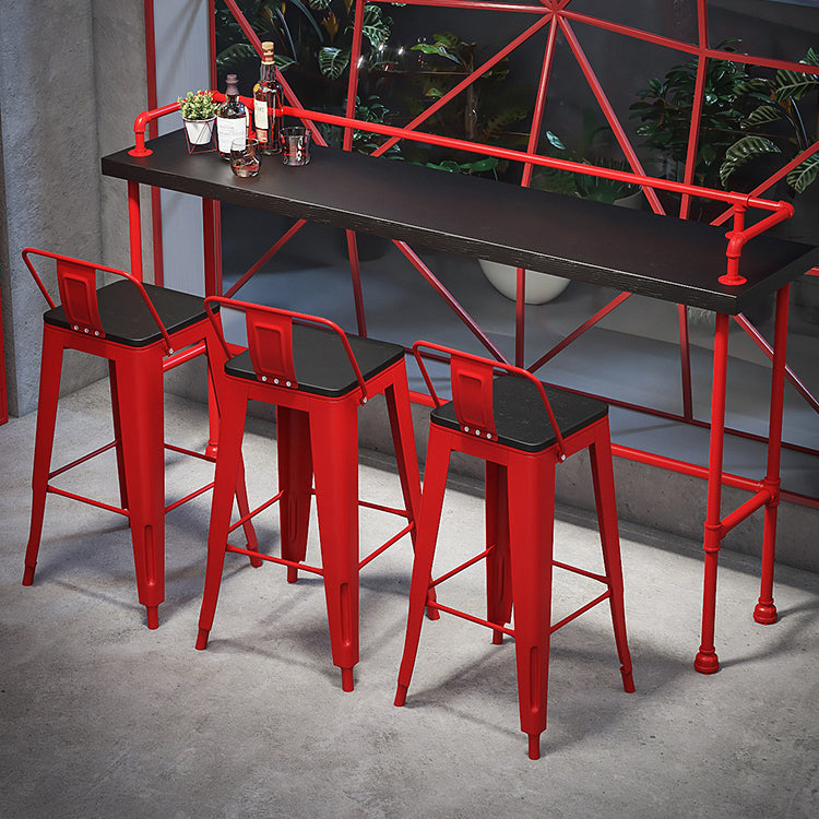 Industrial Red and Black Pub Table Set 1/2/4 Pieces Rectangle Trestle Pub Dining Set