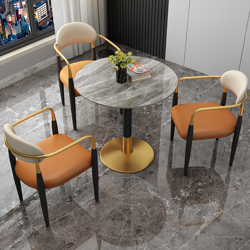 Round Dining Room Table Luxury Pedestal Base Desk of Sintered Stone