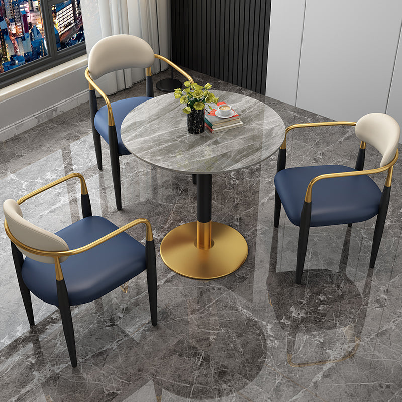 Round Dining Room Table Luxury Pedestal Base Desk of Sintered Stone