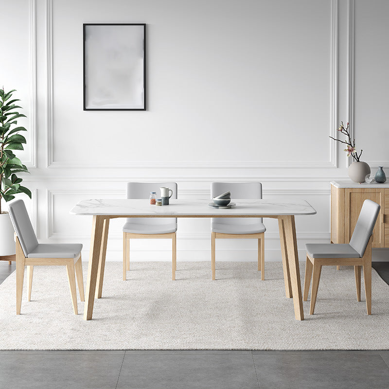 White Stone Top Dining Table Mid-Century Modern Dining Table with 4 Legs