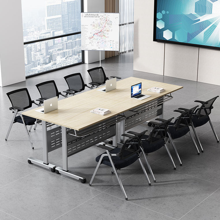 Contemporary Manufactured Wood Office Desk Rectangular Desk with Metal Frame