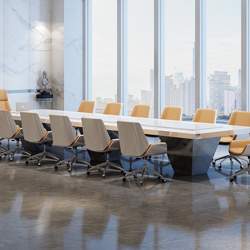 Contemporary Ergonomic Conference Chair Faux Leather Office Chair for Home Office