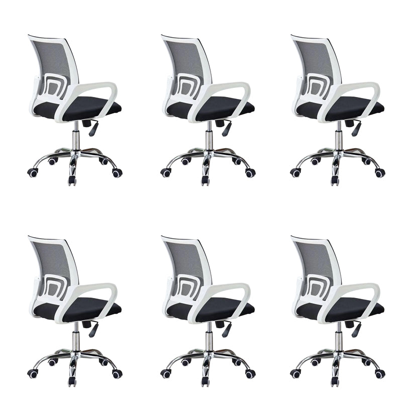 Mid-back Office Chair with Sponge Cushion Fixed Arm Metal Leg Desk Chair