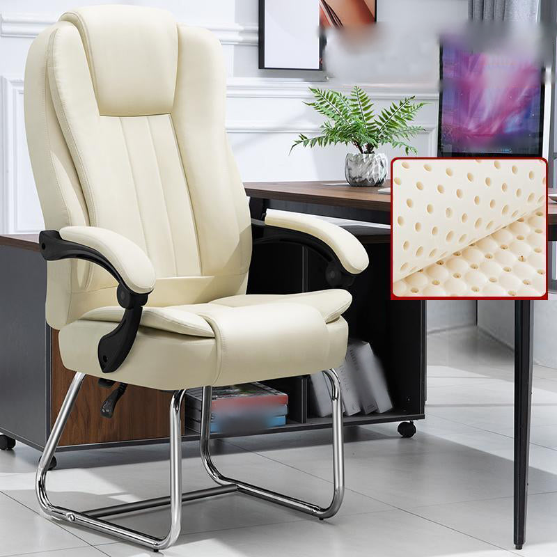 Modern Ergonomic Executive Chair Adjustable Arms No Wheels Managers Chair