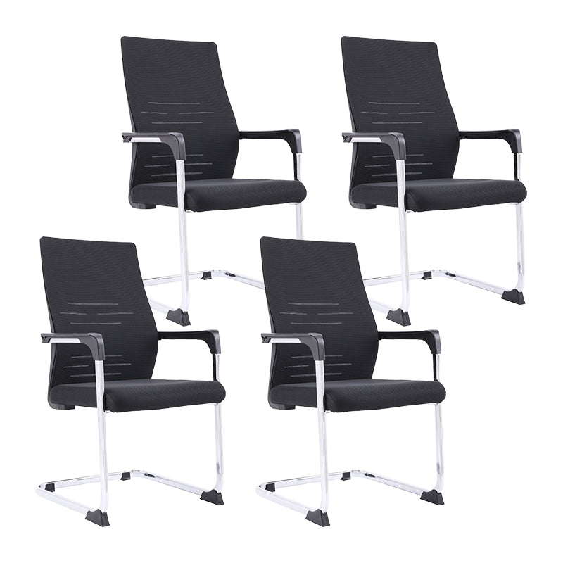 Modern Black Metal Desk Chair with Mid Back Home Office Chair
