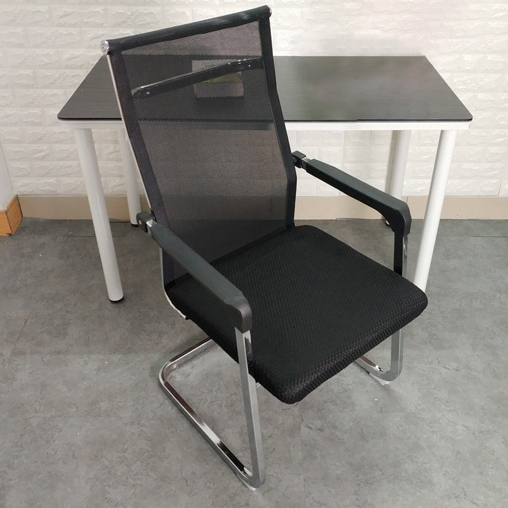 Medium/High Back Office Chair Fixed Armchair with Fabric Sponge Cushion