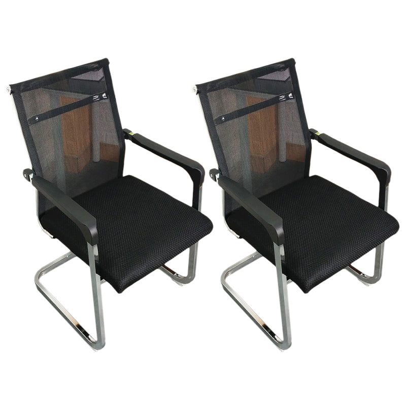 Medium/High Back Office Chair Fixed Armchair with Fabric Sponge Cushion