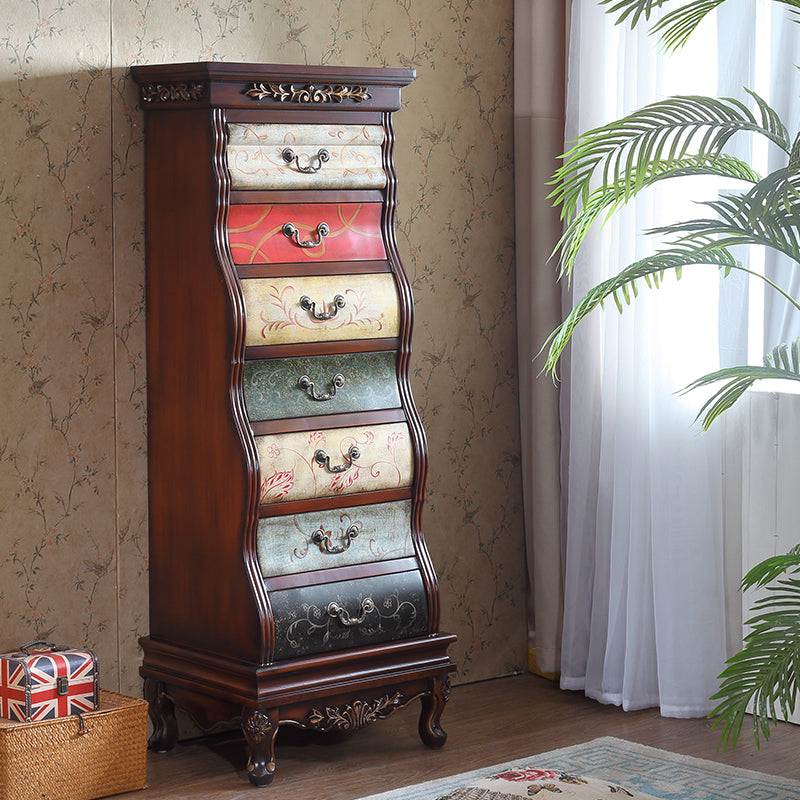Traditional Style Lingerie Chest Vertical Wooden Storage Chest with 7 Drawers