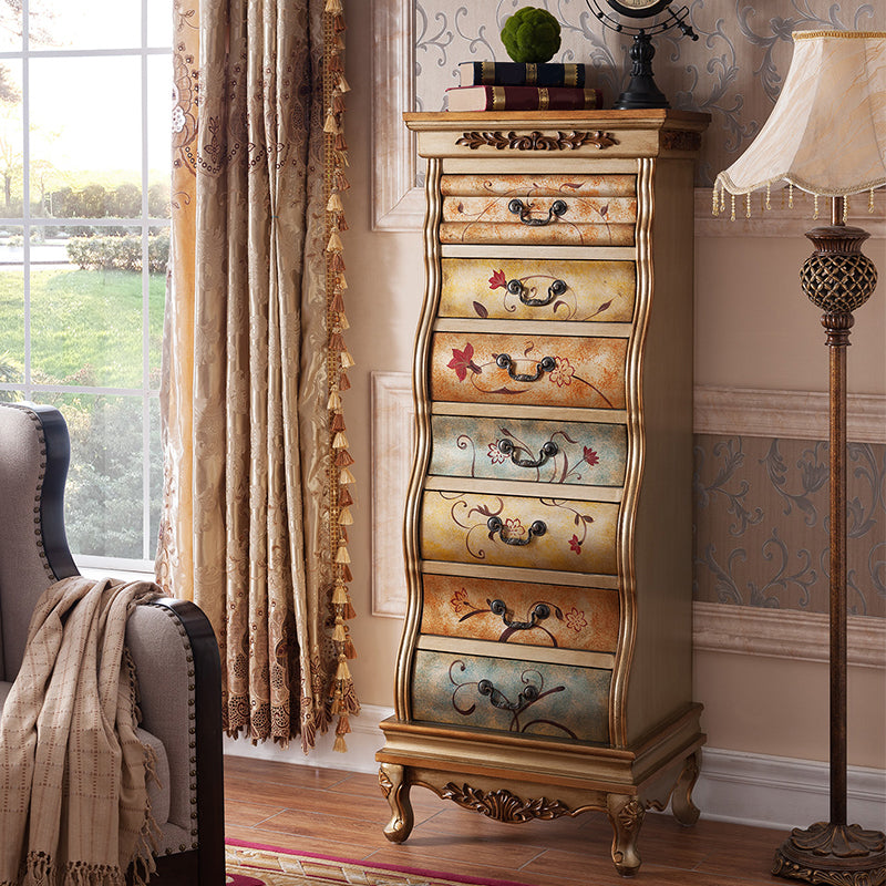 Traditional Style Lingerie Chest Vertical Wooden Storage Chest with 7 Drawers