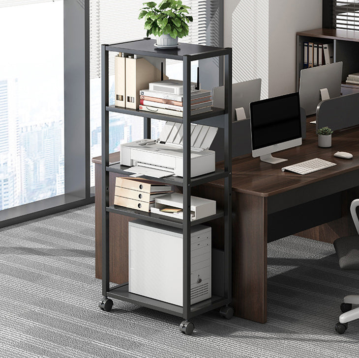 Wood and Metal Bookshelf, Multi Tiers Contemporary Bookcase for Office