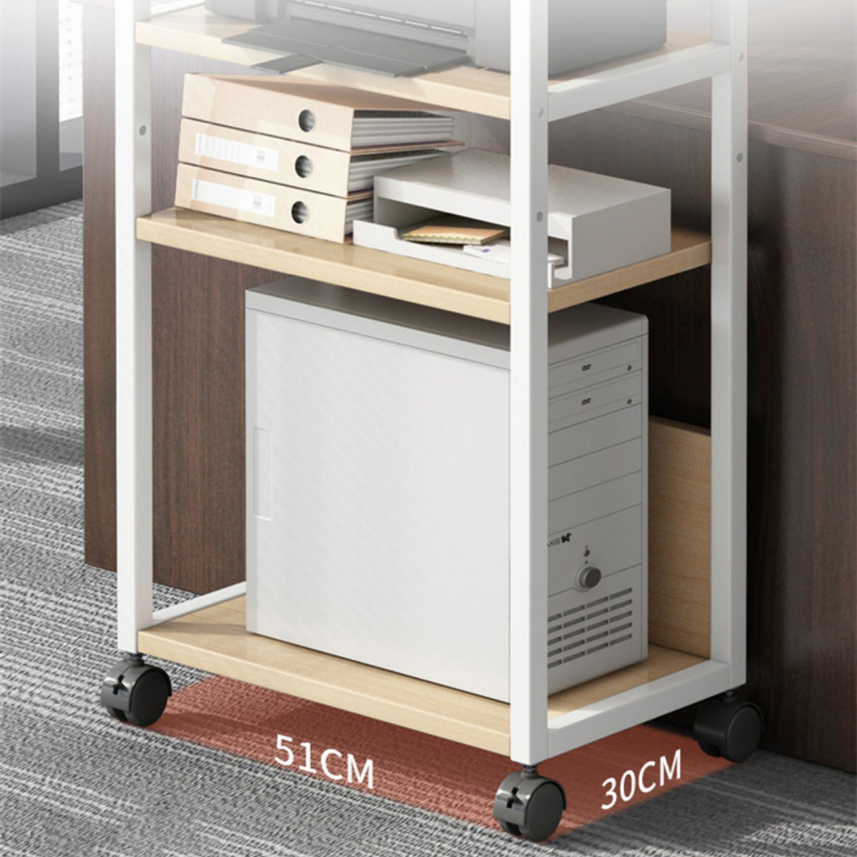 Wood and Metal Bookshelf, Multi Tiers Contemporary Bookcase for Office