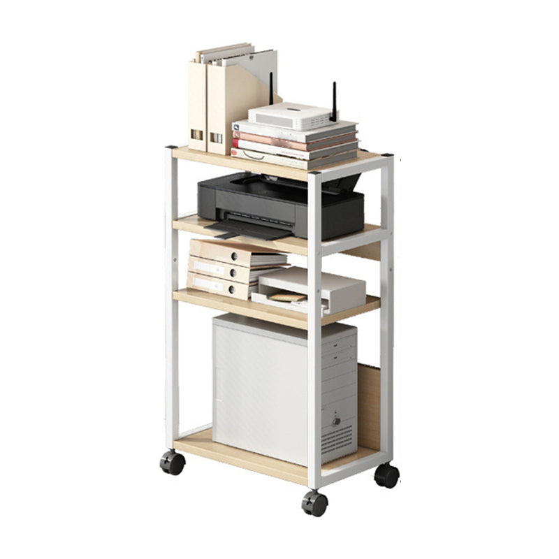 Wood and Metal Bookshelf, Multi Tiers Contemporary Bookcase for Office