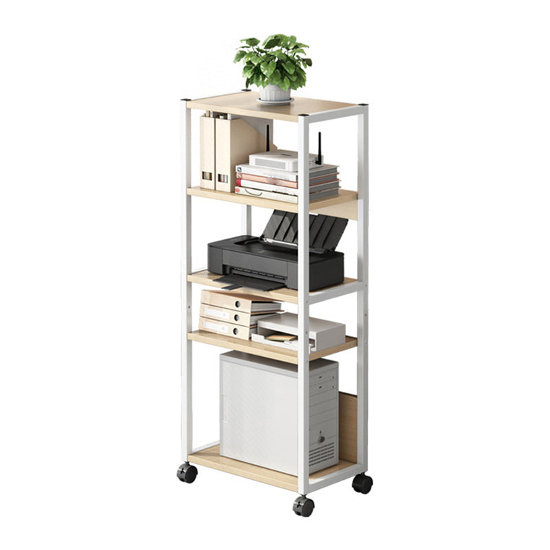 Wood and Metal Bookshelf, Multi Tiers Contemporary Bookcase for Office