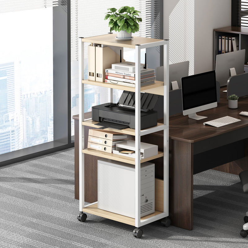 Wood and Metal Bookshelf, Multi Tiers Contemporary Bookcase for Office