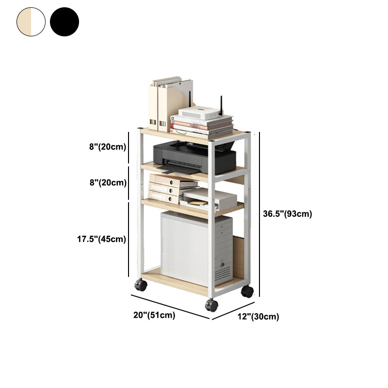 Wood and Metal Bookshelf, Multi Tiers Contemporary Bookcase for Office