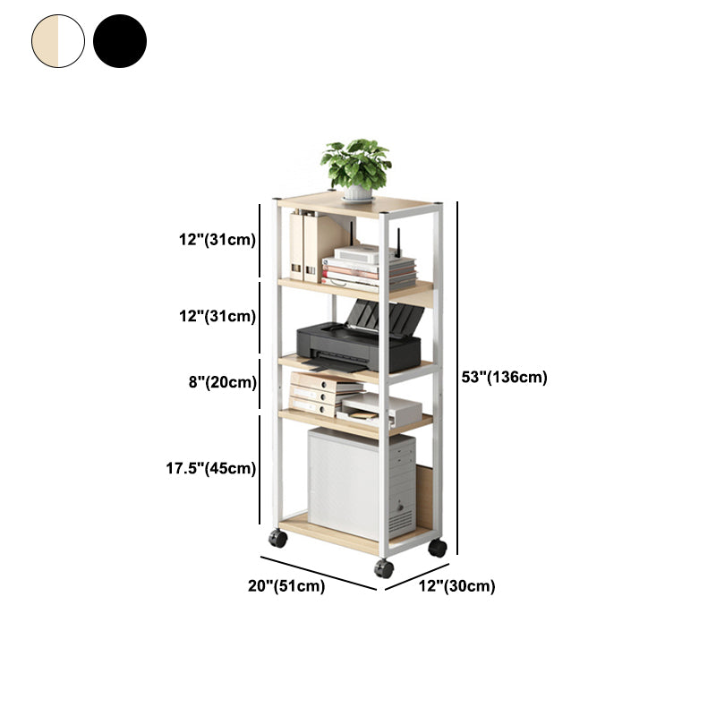 Wood and Metal Bookshelf, Multi Tiers Contemporary Bookcase for Office