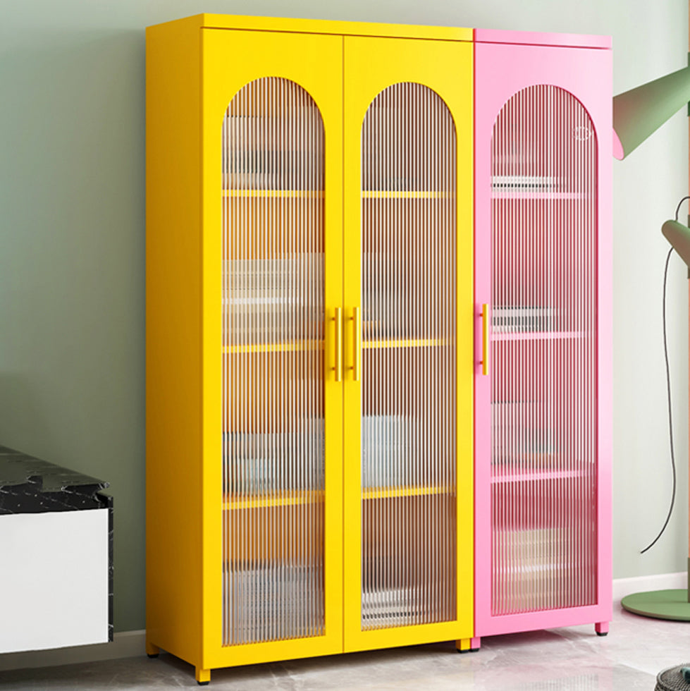 Modern Steel Bookcase, Glass Door Closed Back Bookshelf for Any Room