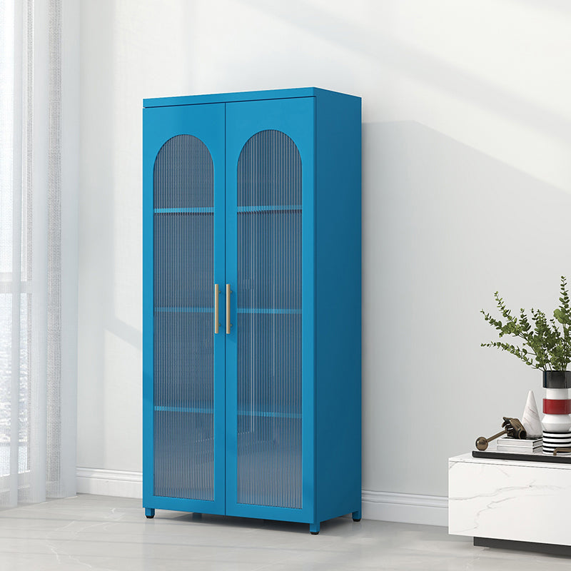 Modern Steel Bookcase, Glass Door Closed Back Bookshelf for Any Room