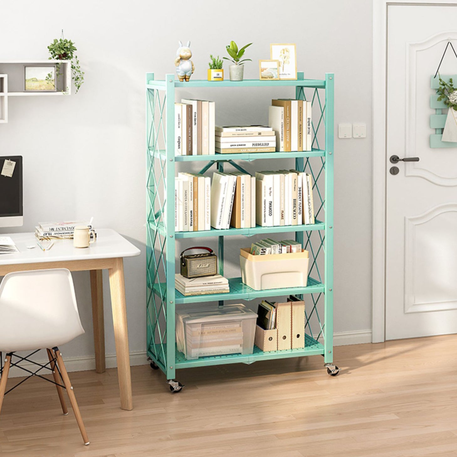 Modern Metal Bookcase, Geometric Open Back Bookshelf for Any Room