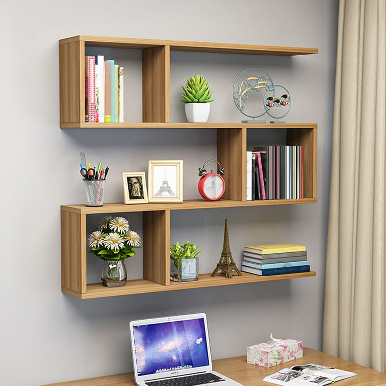 Modern Artificial Wood Bookcase, Geometric Bookshelf for Any Room