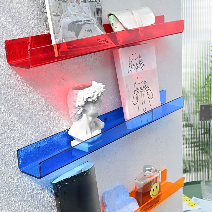 Acrylic Wall Mounted Storage Bookshelf 23.5"L Modern Bookcase for Home