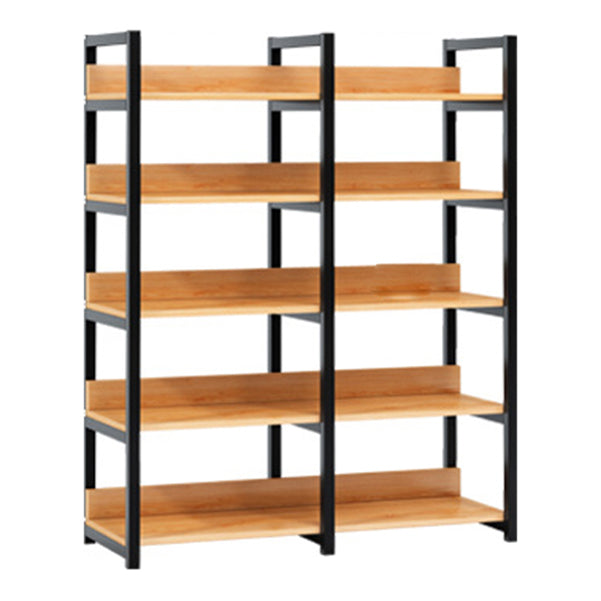 Open Metal Wooden Bookcase Modern Home Living Room Bookshelf
