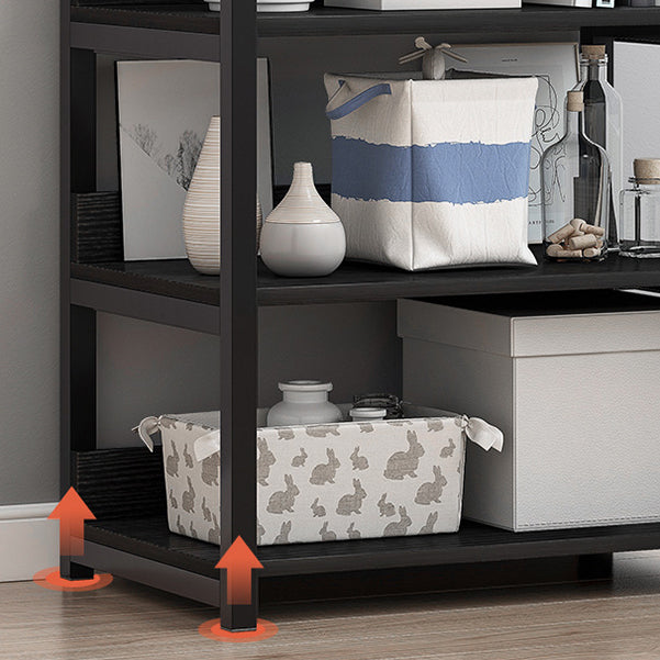 Open Metal Wooden Bookcase Modern Home Living Room Bookshelf