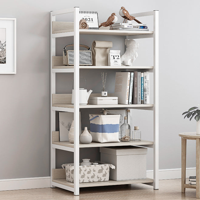 Open Metal Wooden Bookcase Modern Home Living Room Bookshelf