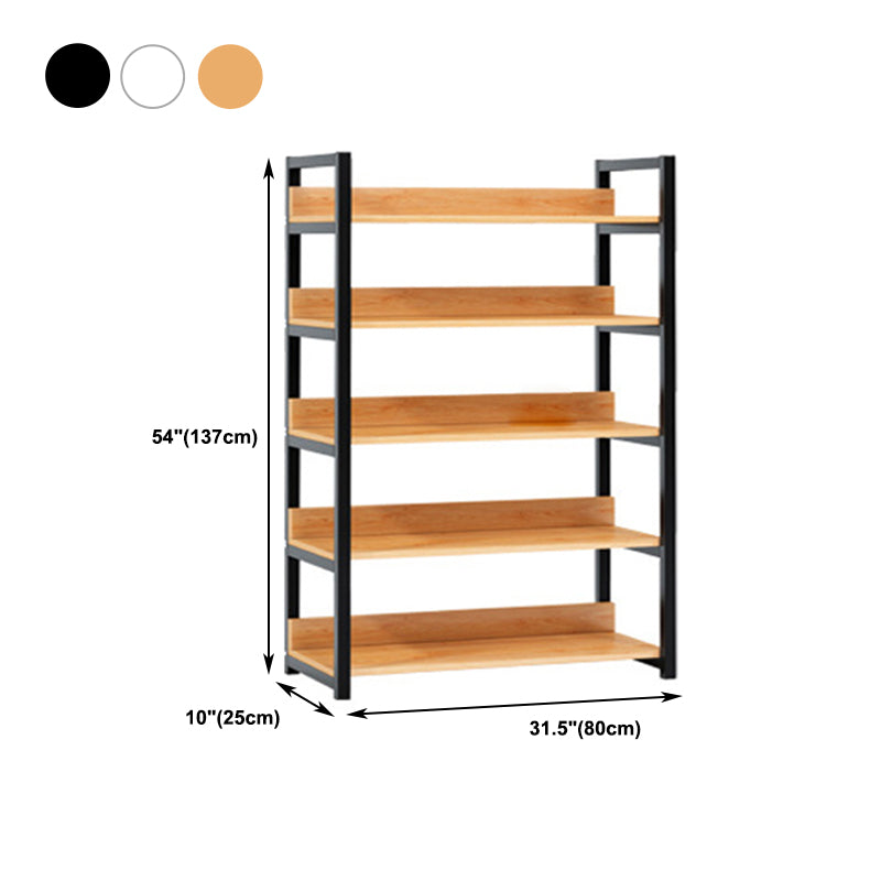 Open Metal Wooden Bookcase Modern Home Living Room Bookshelf