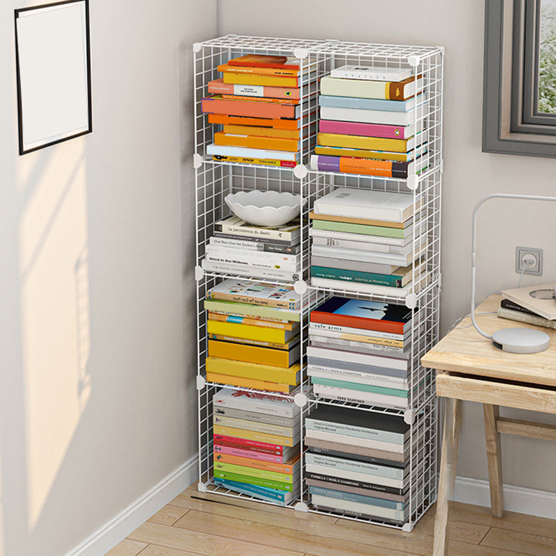 Contemporary Metal Bookcase Closed Back Bookshelf for Living Room