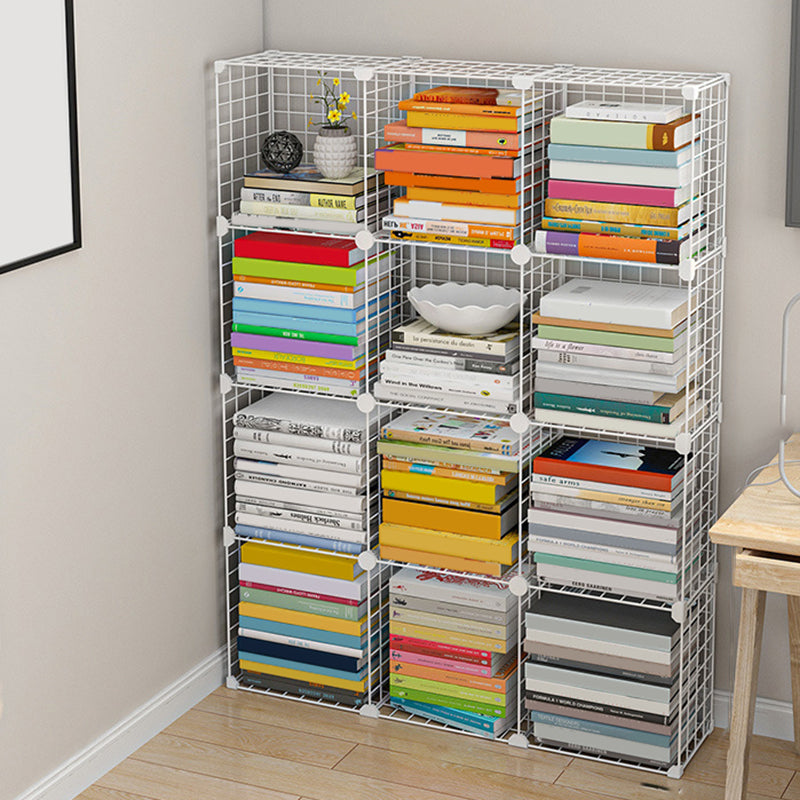 Contemporary Metal Bookcase Closed Back Bookshelf for Living Room