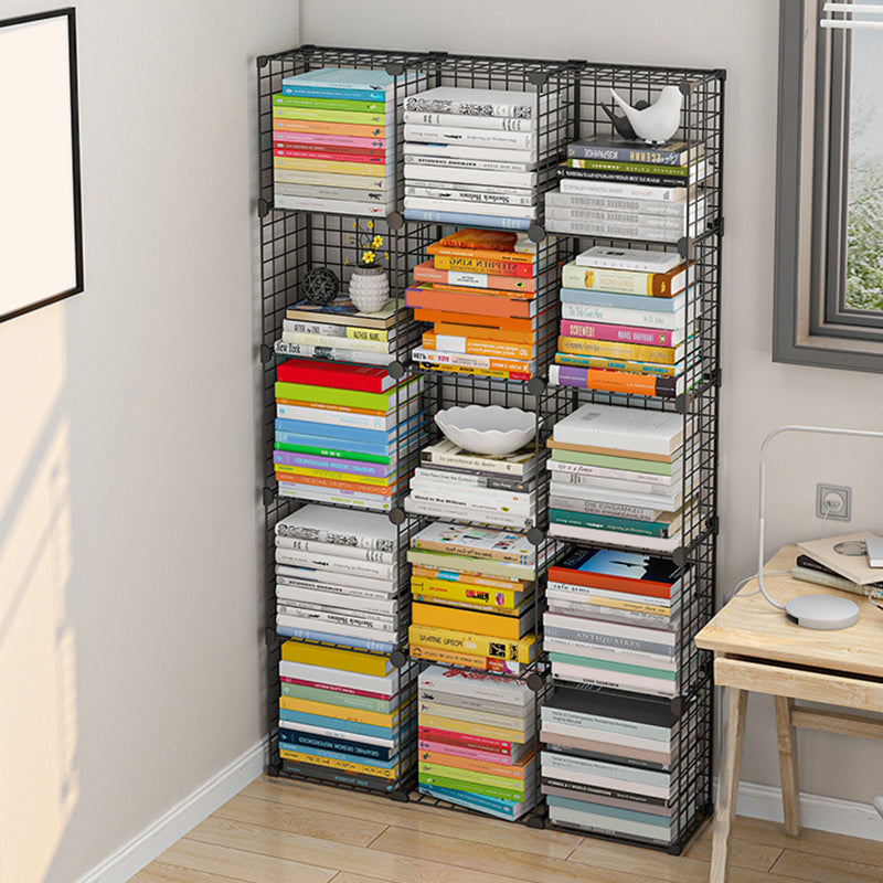 Contemporary Metal Bookcase Closed Back Bookshelf for Living Room