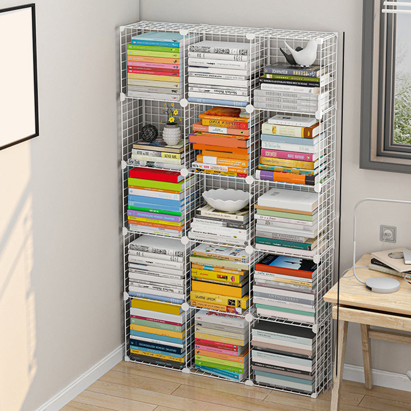 Contemporary Metal Bookcase Closed Back Bookshelf for Living Room