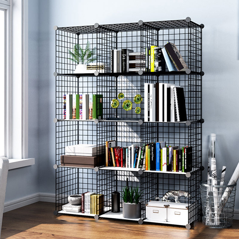 Contemporary Metal Bookcase Closed Back Bookshelf for Living Room