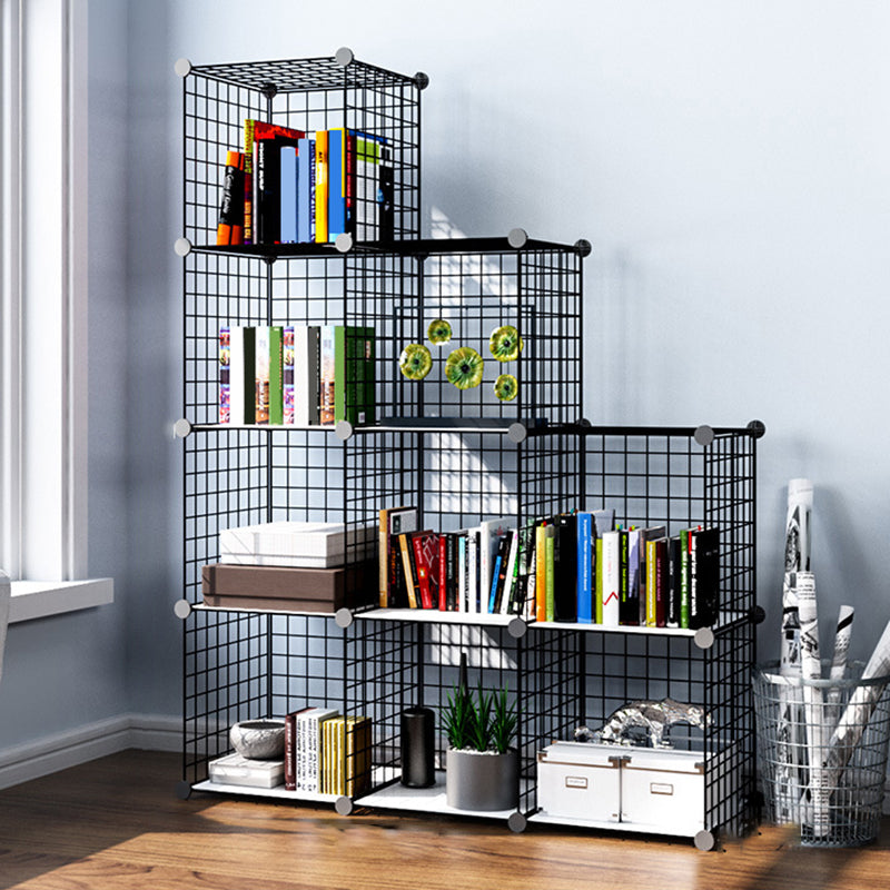 Contemporary Metal Bookcase Closed Back Bookshelf for Living Room