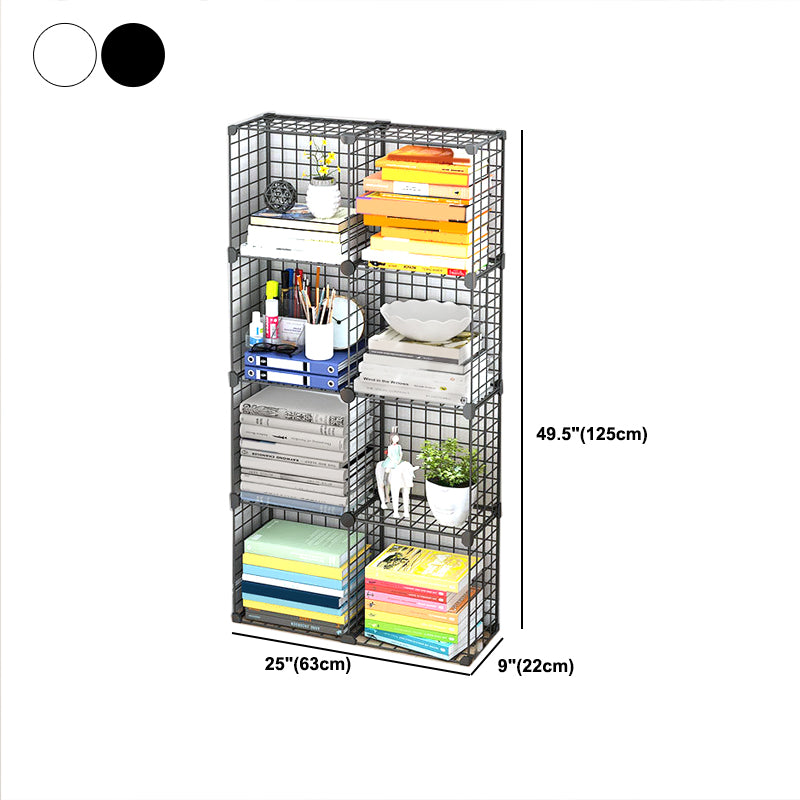Contemporary Metal Bookcase Closed Back Bookshelf for Living Room