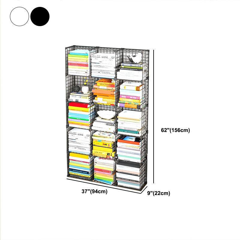 Contemporary Metal Bookcase Closed Back Bookshelf for Living Room