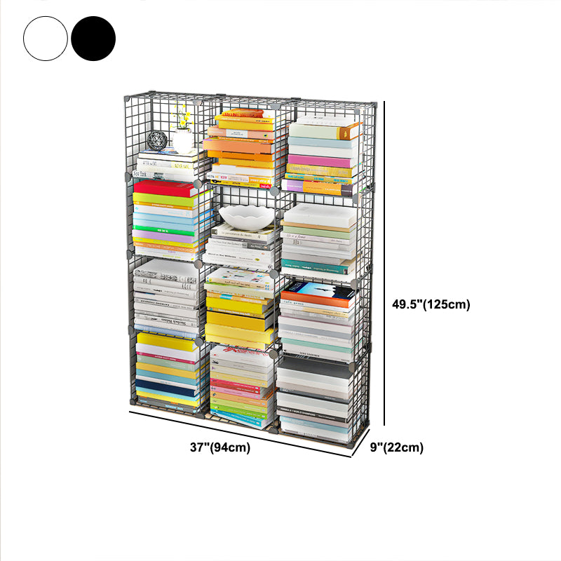Contemporary Metal Bookcase Closed Back Bookshelf for Living Room