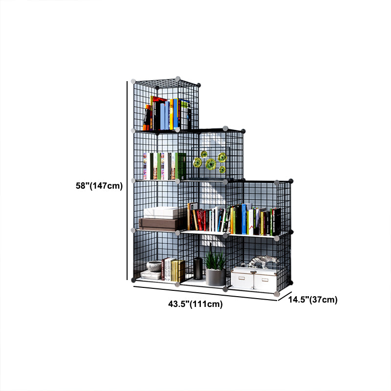 Contemporary Metal Bookcase Closed Back Bookshelf for Living Room